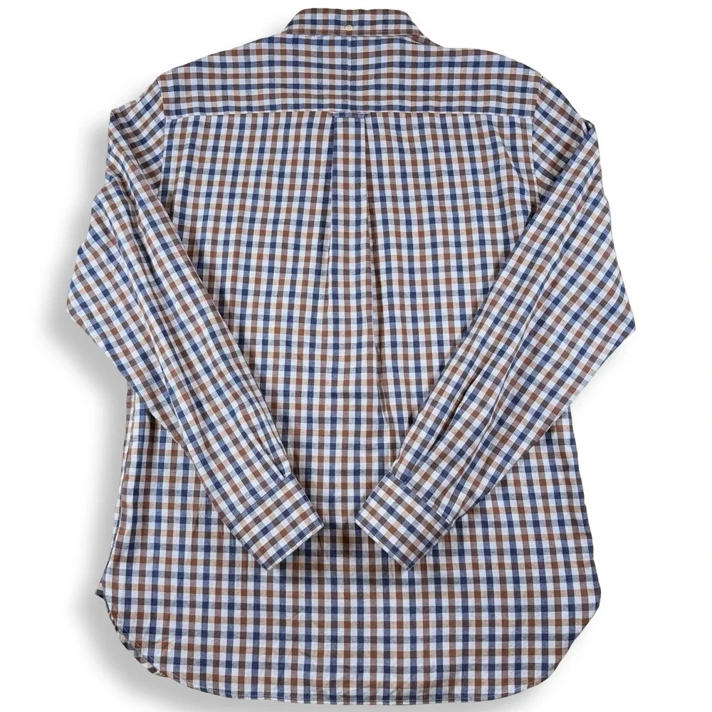 Onward Reserve Reserve Label‎ Blue Brown Gingham Cotton Button Down Shirt Mens L